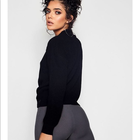 Boohoo open knit mock turtle neck jumper - Picture 2 of 7